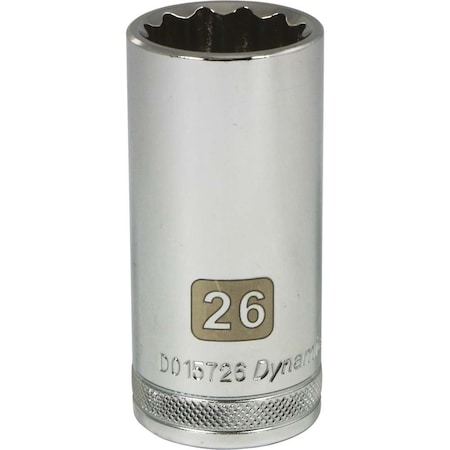 Dynamic 1/2" Drive, 26mm Metric Socket, 12 Points D015726